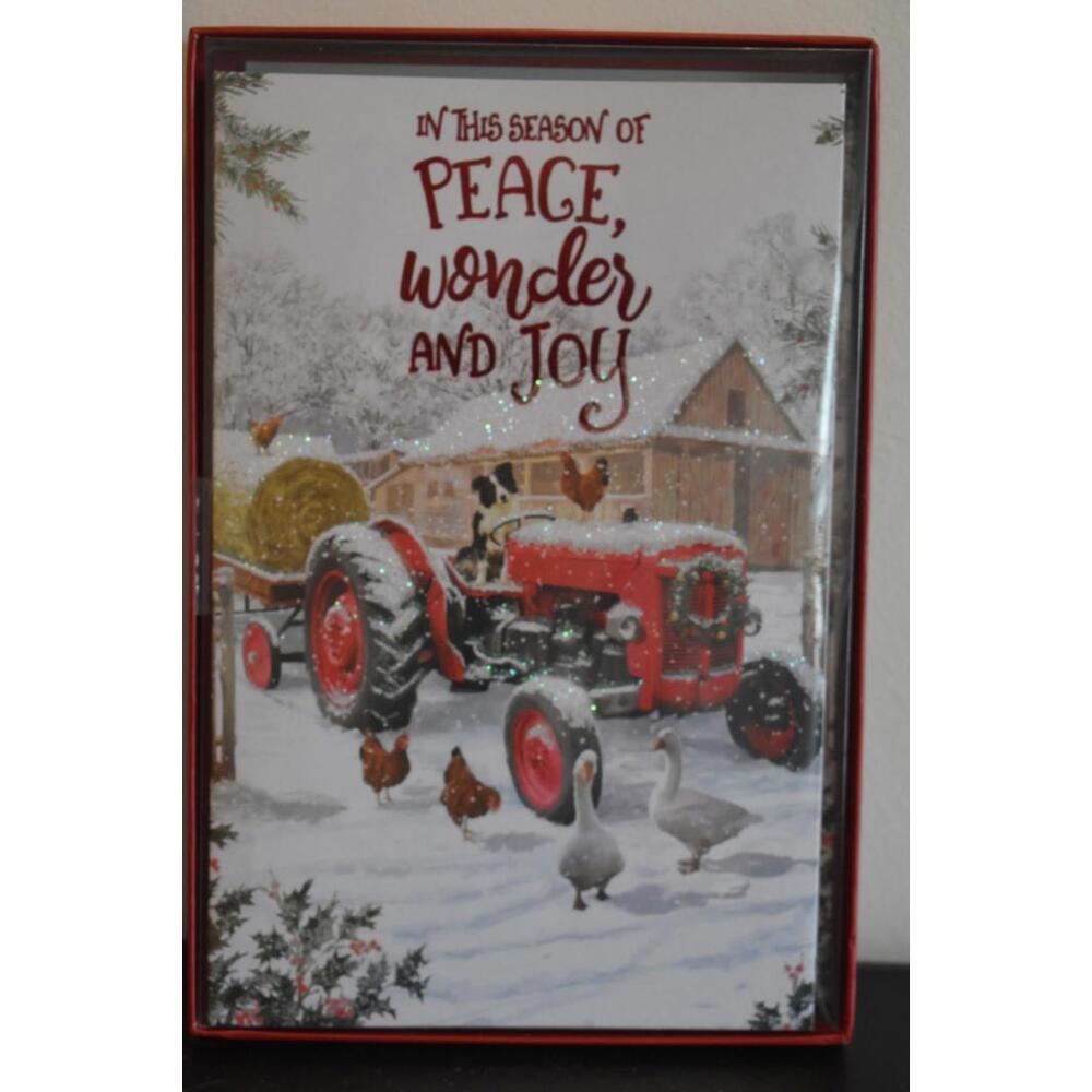 Tractor Themed Christmas Greeting Card 10‎ Pack 5.4 x 8.25